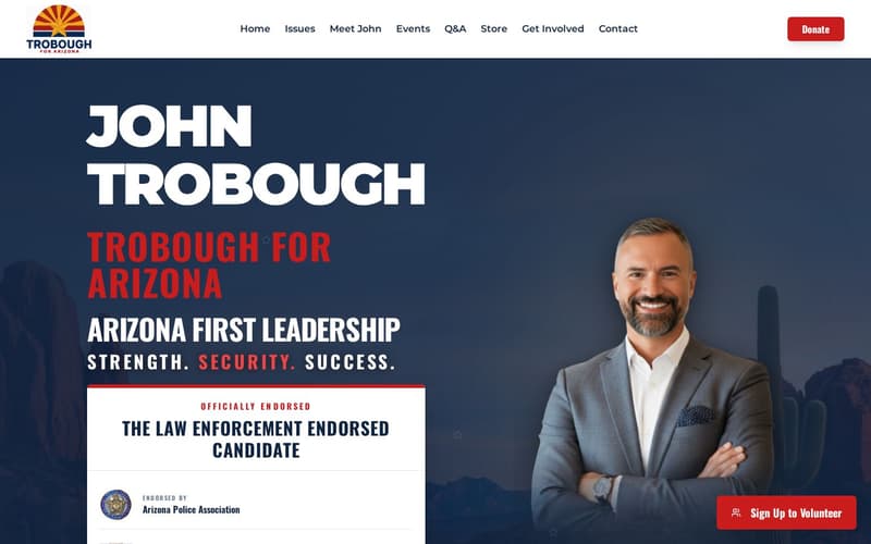 Homepage of Trobough for Arizona (troboughforaz.com)
