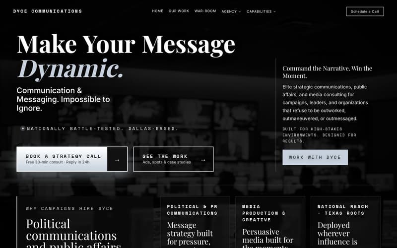 Homepage of Dyce Communications (dycecommunications.com)