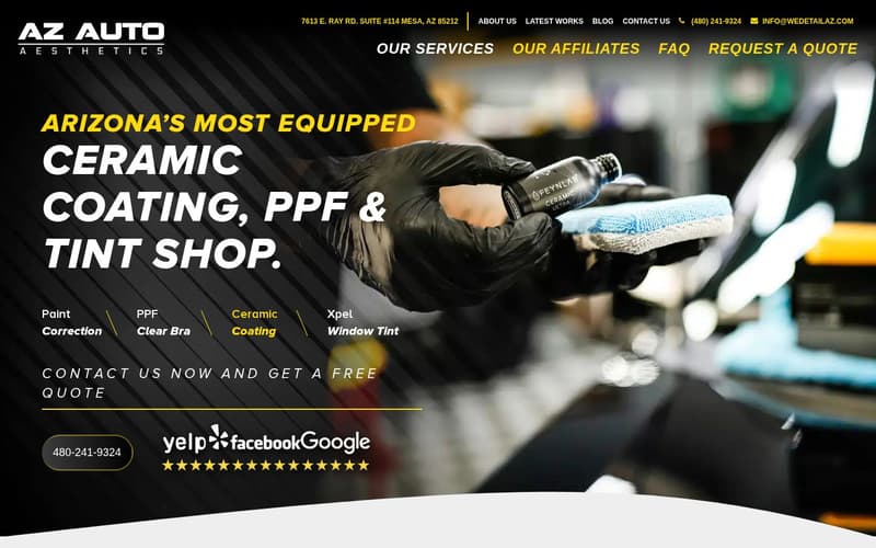 Homepage of AZ Auto Aesthetics (wedetailaz.com)